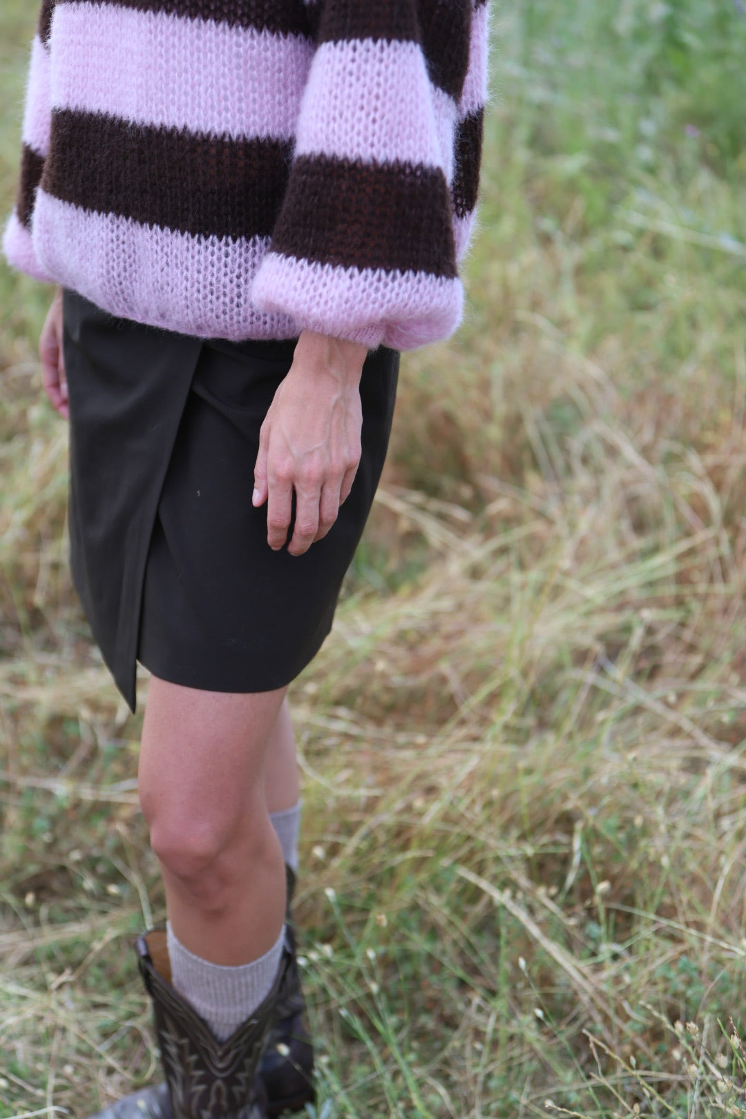 Espresso and Pink Striped Mohair Jersey