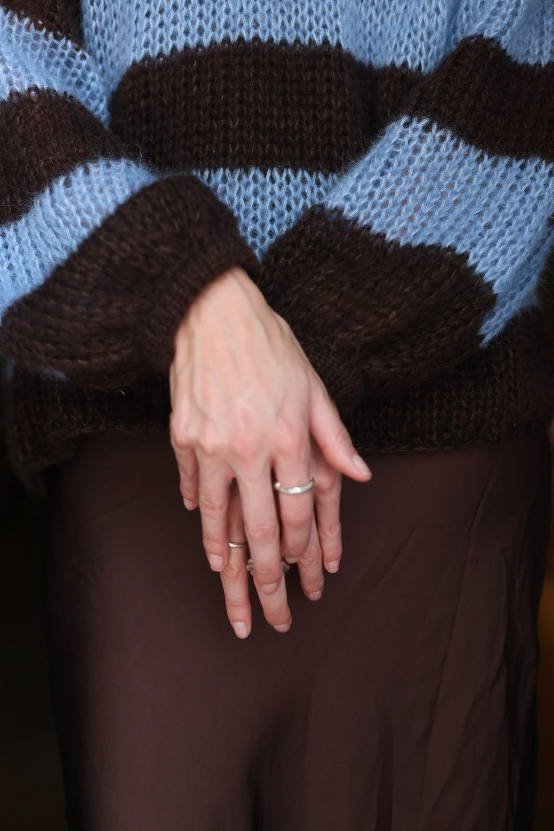 Espresso and Blue Striped Mohair Jersey
