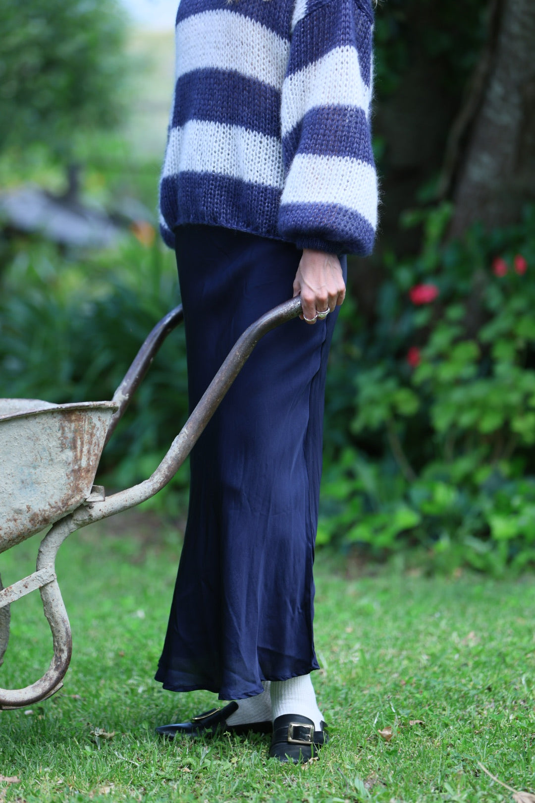 Navy Striped Mohair Jersey