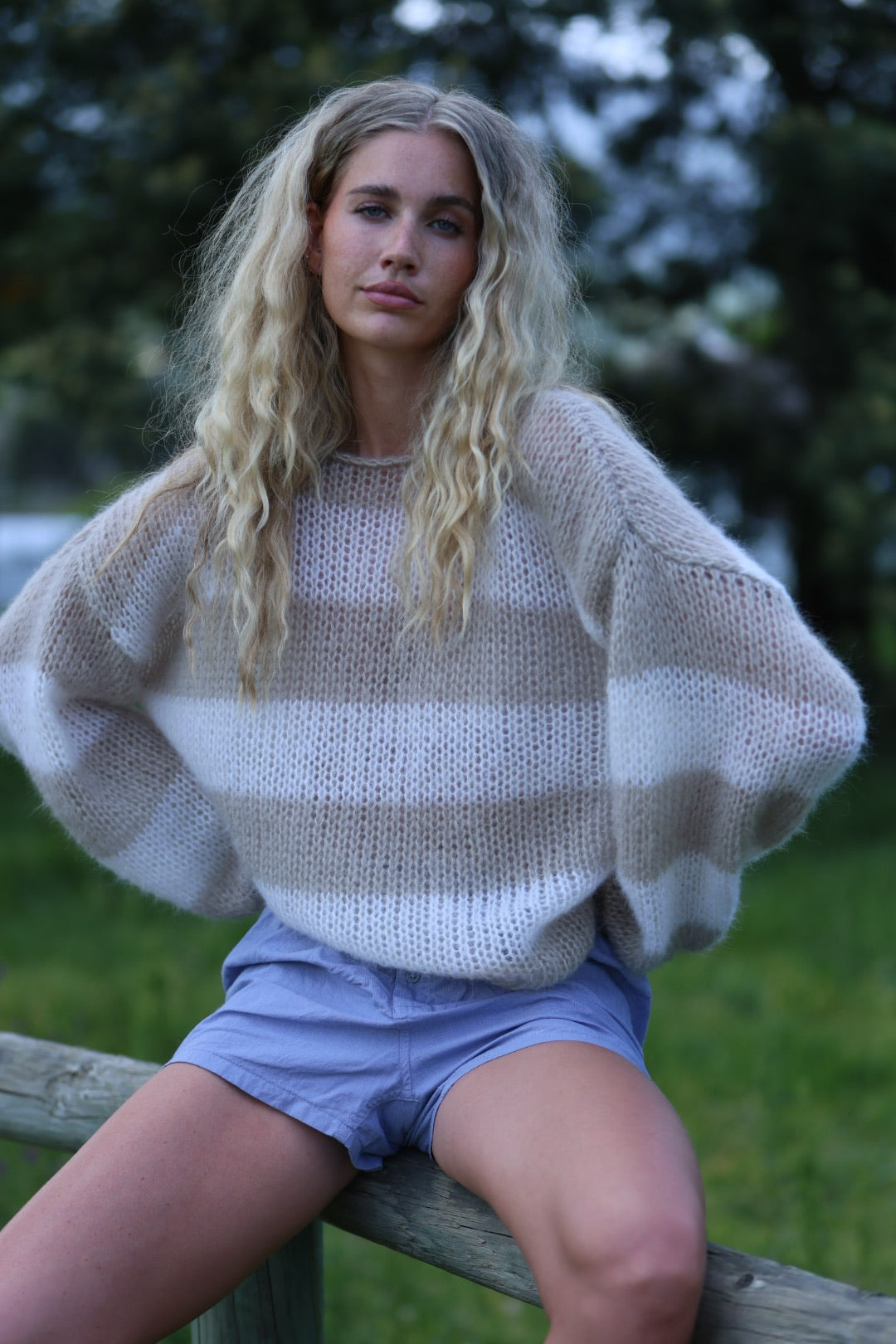 Beige Striped Mohair Jersey