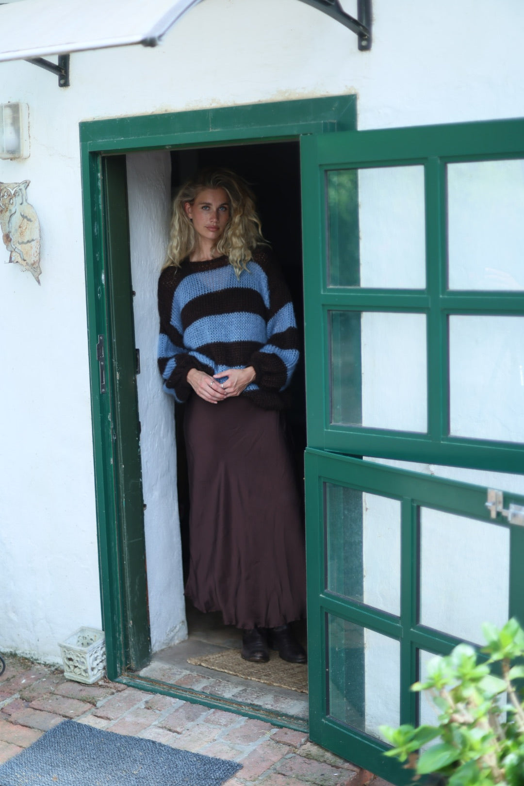 Espresso and Blue Striped Mohair Jersey