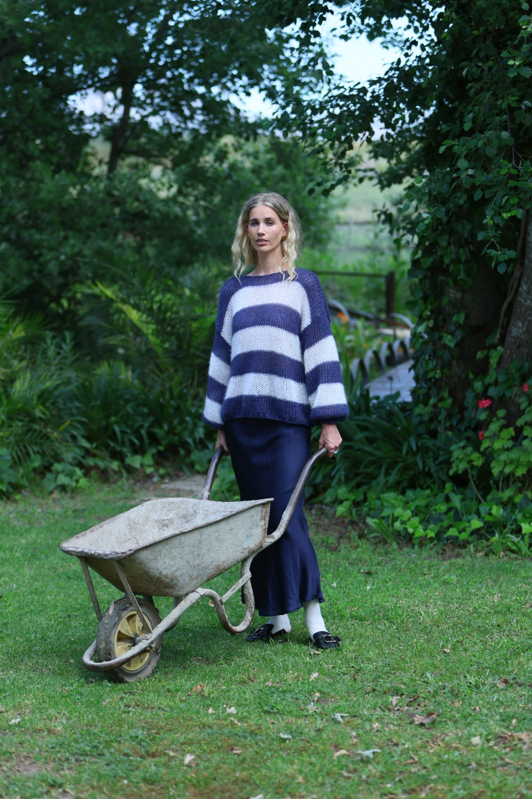 Navy Striped Mohair Jersey